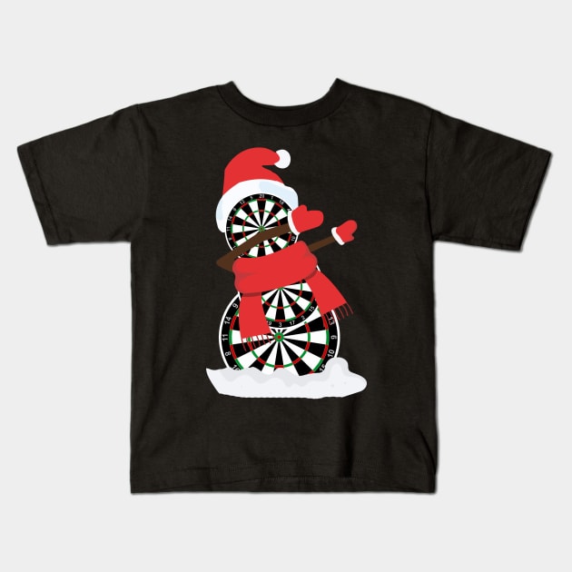 Darts Snowman Dabbing Xmas Gift For Dart Player Kids T-Shirt by ROMANSAVINRST